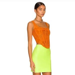 Miaou Campbell tangerine Lace Bustier asymmetrical hem corset nightlight Top